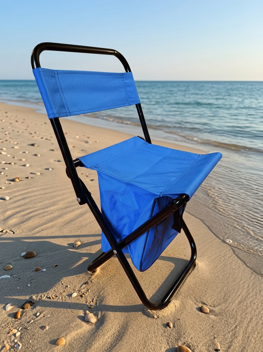 Small Child Blue Portable Folding Outdoors Chair With Storage Cooler